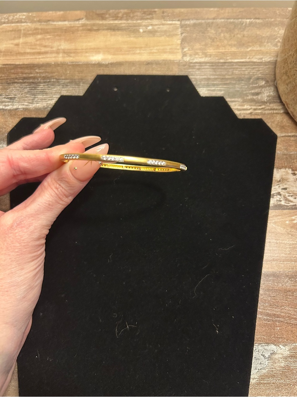 Frieda Rothman Gold Tone Pavé Skinny Bangle Bracelet/ NEW/ never worn